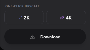 Rewarx Studio AI download and upscale options for the generated product image.
